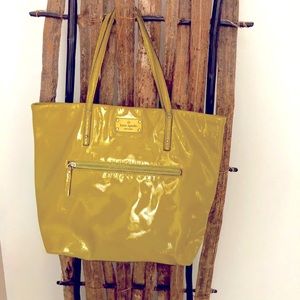 Kate Spade bright lime green patent leather tote.  Subtle and easy to wear.